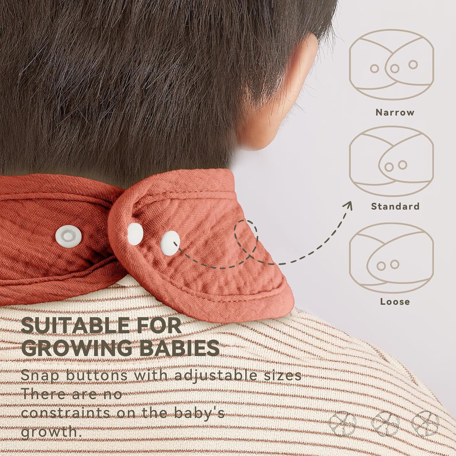 Muslin Baby Bibs for Unisex Boys Girls, Cotton Drool Bibs, Adjustable Newborn Bibs for Drooling and Teething