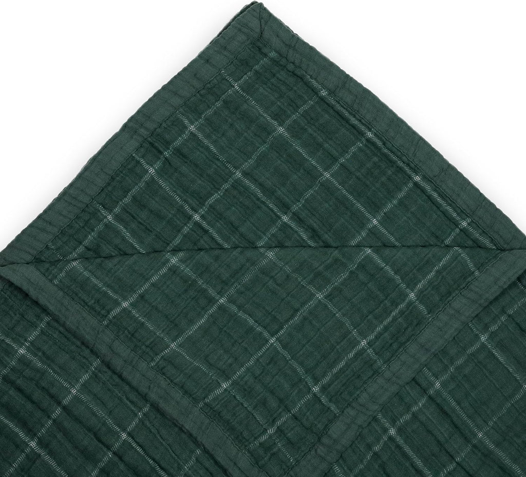 Little Unicorn Premium Quilted Throw | Super Soft, Multi-Layered Muslin XL Blanket| Great for Kids & Families (Evergreen Plaid)