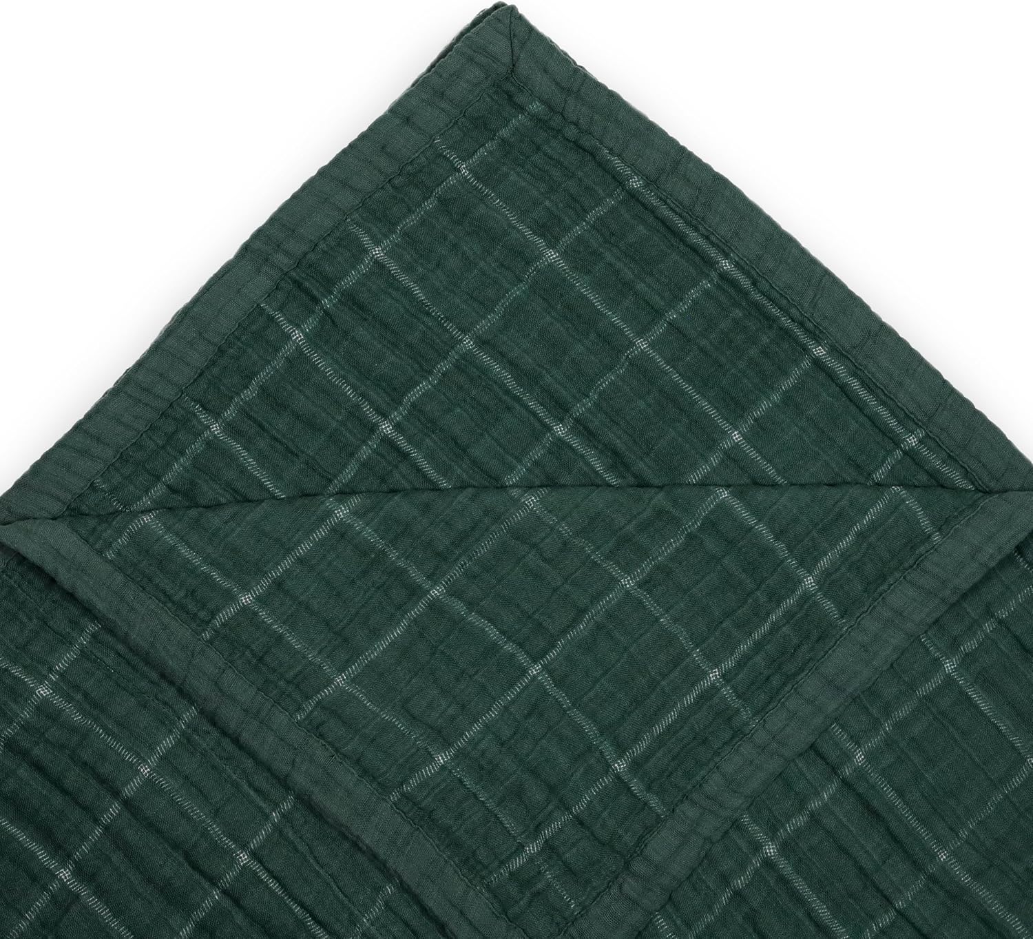 Little Unicorn Premium Quilted Throw | Super Soft, Multi-Layered Muslin XL Blanket| Great for Kids & Families (Evergreen Plaid)