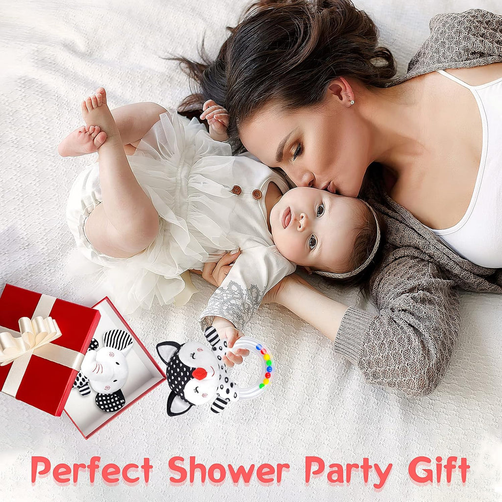 Baby Rattles 0-6 Months Newborn Toys Infant Toys 0-6 Months Rattles for Babies 0-6 Months Baby Toys 0-6 Months, Black and White High Contrast Baby Toys for 0 3 6 9 12 Months (Baby Rattles)