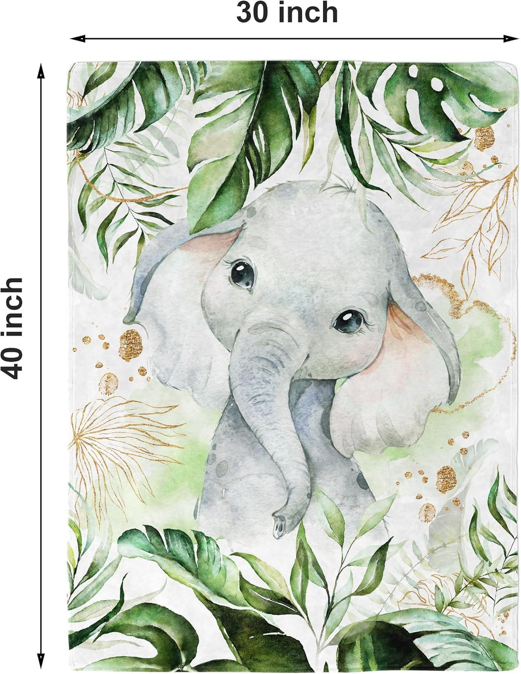 UNIQUE Safari Ultra Soft Fleece Baby Blanket 30x40in, Cute Elephant Baby Blanket, Gender Neutral