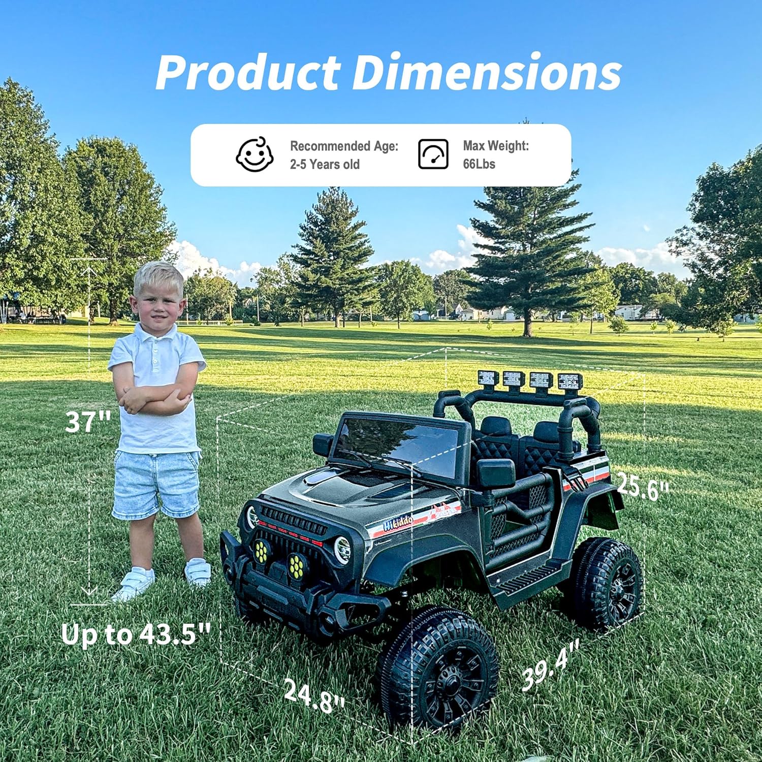12V Kids Ride on Car Truck, Kids Electric Vehicles Car Ride on Toy for Toddlers 3-5 with Remote Control - Black