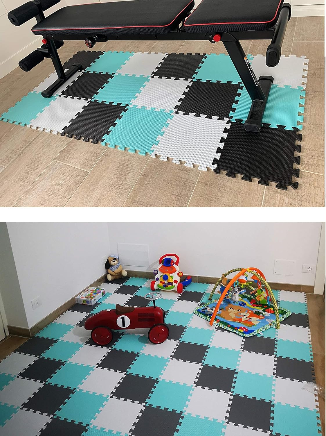 MQIAOHAM® 25 Pieces Puzzle Play Mats, Soft Baby Play Mat, Kids Interlocking Foam Floor Tiles, Toddlers Carpet Playmats G301025-101104