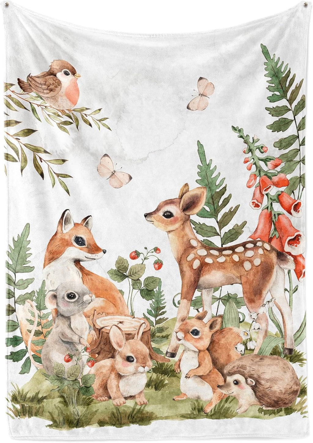 UNIQUE Woodland Ultra Soft Fleece Baby Blanket 30x40in, Cute Forest Animals Baby Blanket, Gender Neutral