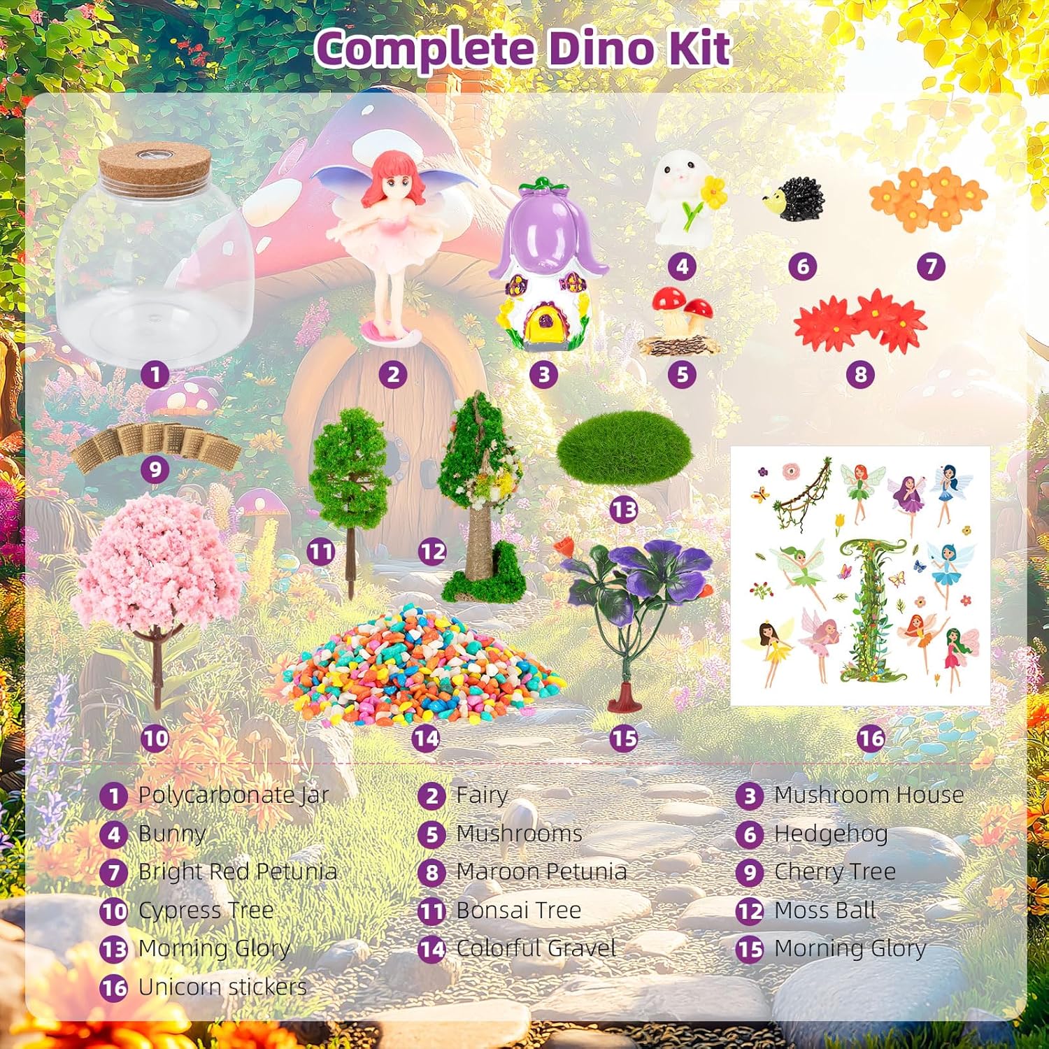 Fairy Garden Light Up Terrarium – DIY Craft Kit with LED for Girls Ages 4-8 | STEM & Art Gift for Kids, Ideal for Birthday or Holiday