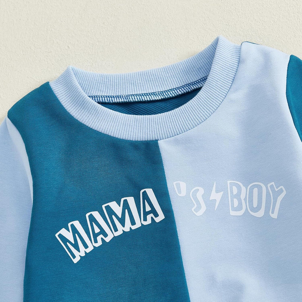 Kupretty Toddler Baby Boy Fall Winter Clothes Color Block Long Sleeve Sweatshirt Pullover Tops + Joggers Pants Outfit Set