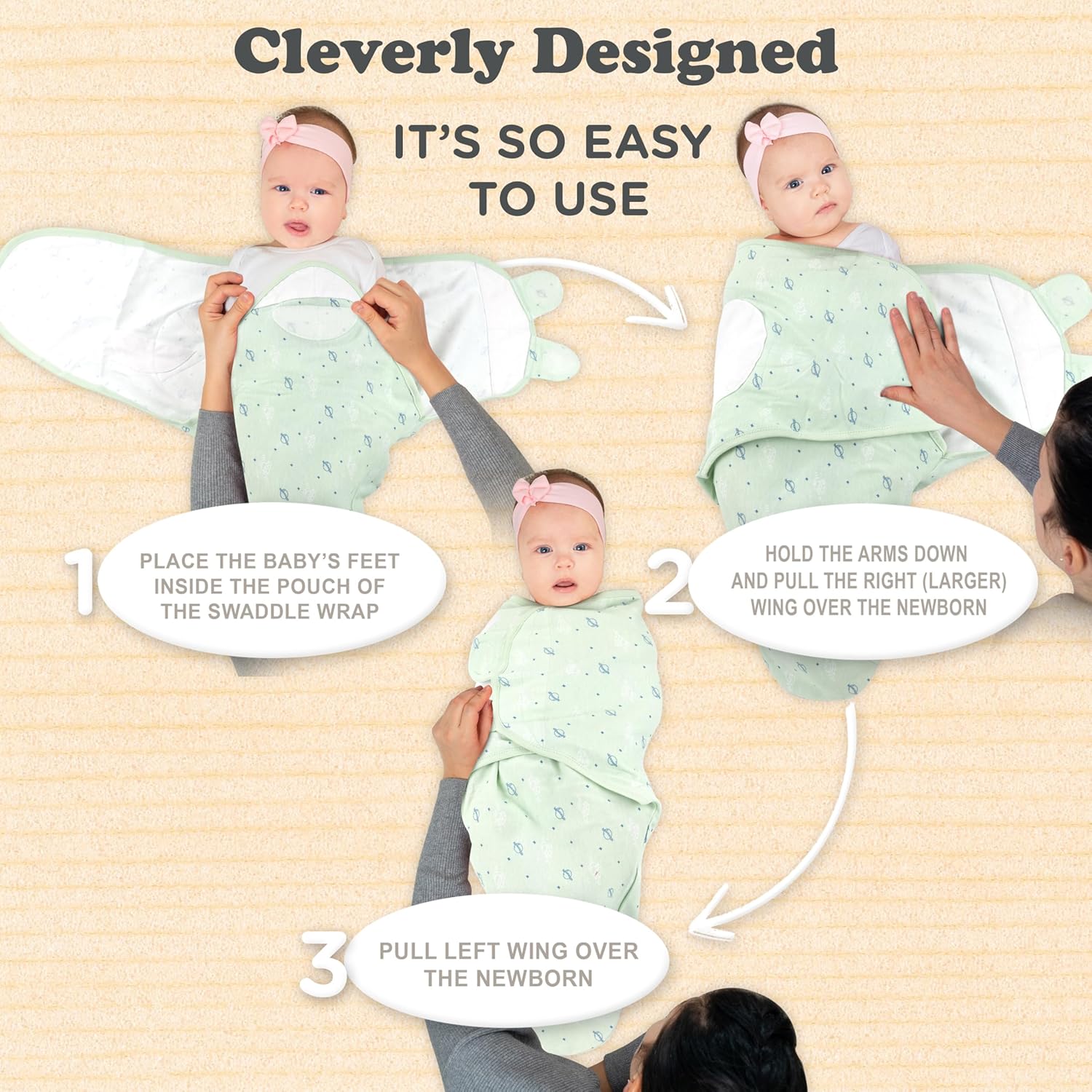 Bublo Baby Swaddles for Newborns – 3-Pack Infant Swaddles 0-3 Months – Adjustable Newborn Swaddle Sleep Sack – Soft Organic Cotton Baby Wrap for Safe & Cozy Sleep