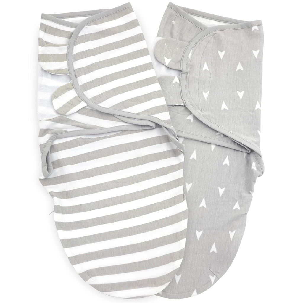 Bublo Baby Swaddle Sleep Sack with Zipper - Swaddles for Newborns - 2 Pack Cotton Baby Swaddles for 0-3 Months - Infant Sleeping Swaddle Sack – Adjustable Swaddle Blanket Wrap (Grey Arrow)