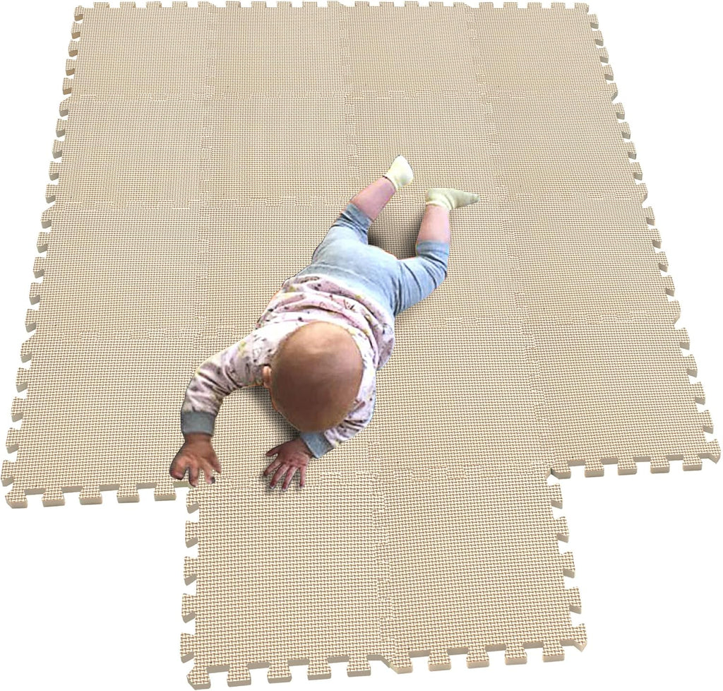 MQIAOHAM® 18 Pieces Puzzle Play Mats, Soft Baby Play Mat, Kids Interlocking Foam Floor Tiles, Toddlers Carpet Playmats G301018-110