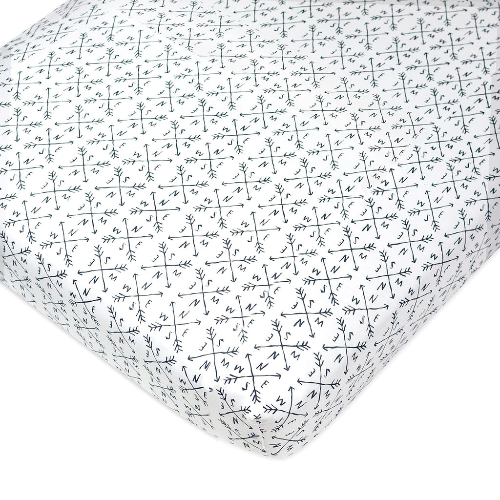 HonestBaby unisex baby Organic Cotton Changing Pad Covers (Set of Two) Winter Accessory Set, Compass/Navy, One Size US