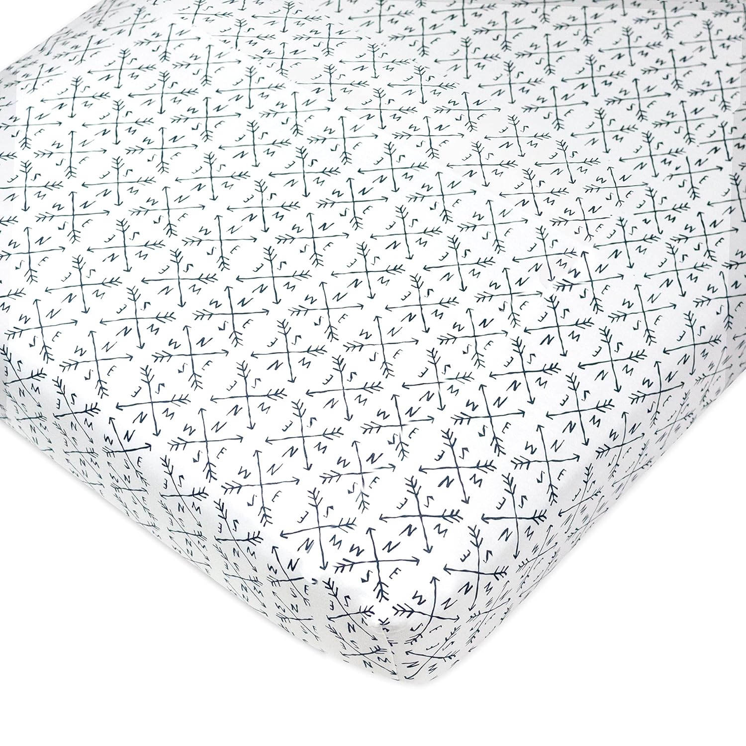 HonestBaby unisex baby Organic Cotton Changing Pad Covers (Set of Two) Winter Accessory Set, Compass/Navy, One Size US