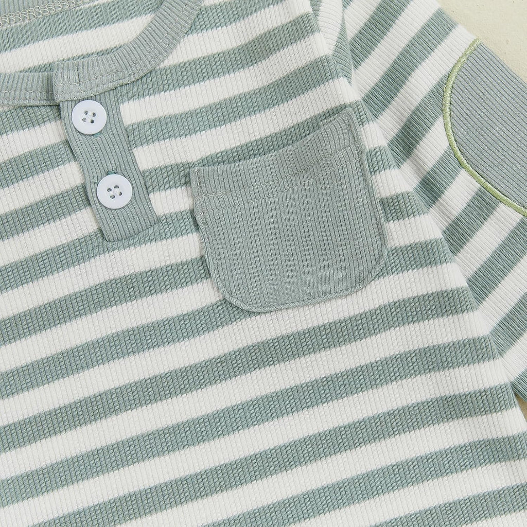 fhutpw Baby Boy Clothes 3 6 12 18 Months Ribbed Knitted Long Sleeve Romper and Pants Sets Newborn Fall Splicing Color Outfits