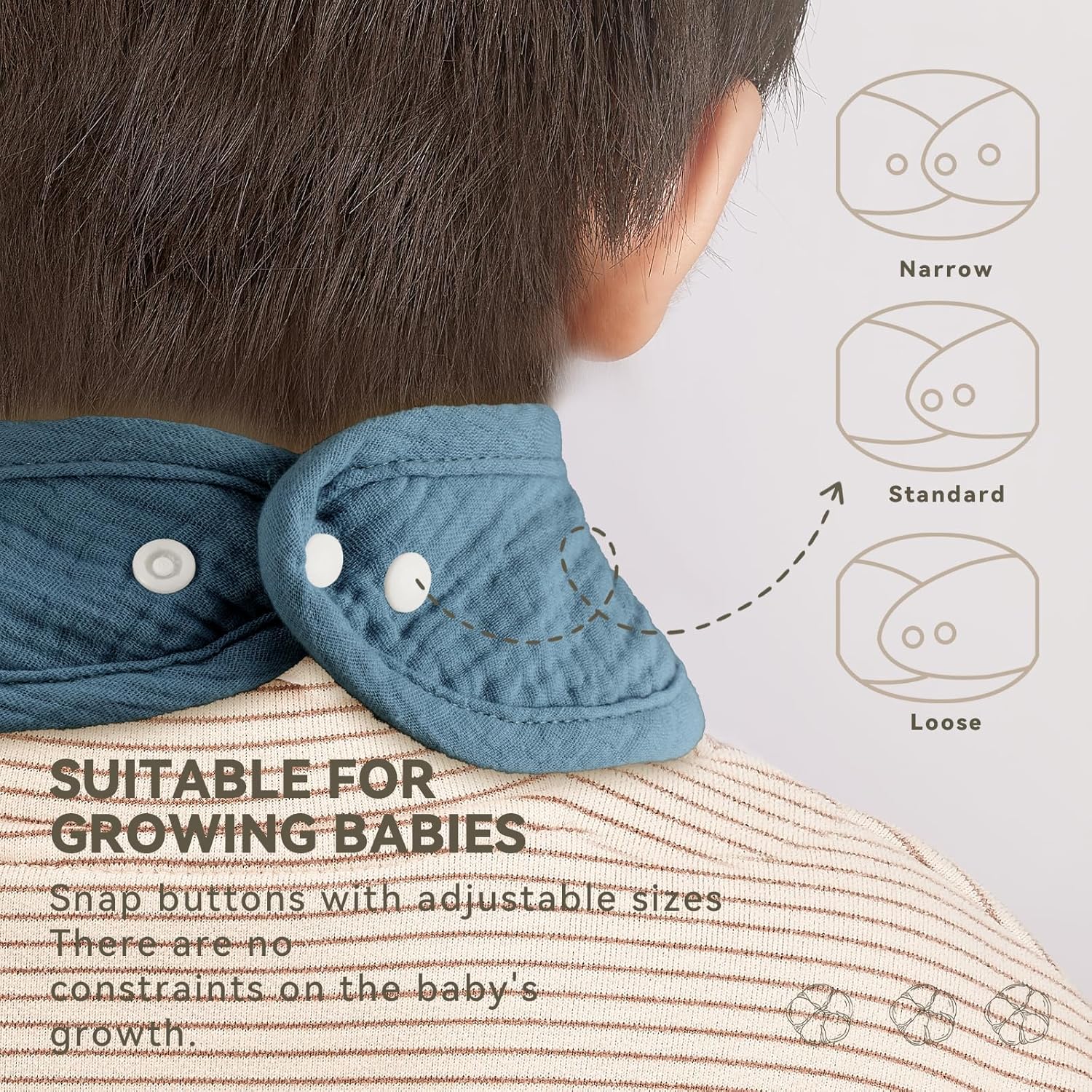 Muslin Baby Bibs for Unisex Boys Girls, Cotton Drool Bibs, Adjustable Newborn Bibs for Drooling and Teething