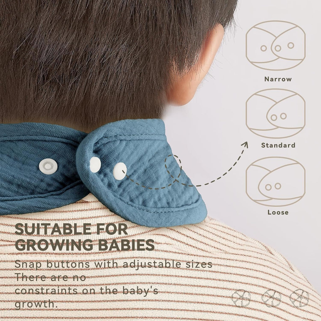 Muslin Baby Bibs for Unisex Boys Girls, Cotton Drool Bibs, Adjustable Newborn Bibs for Drooling and Teething