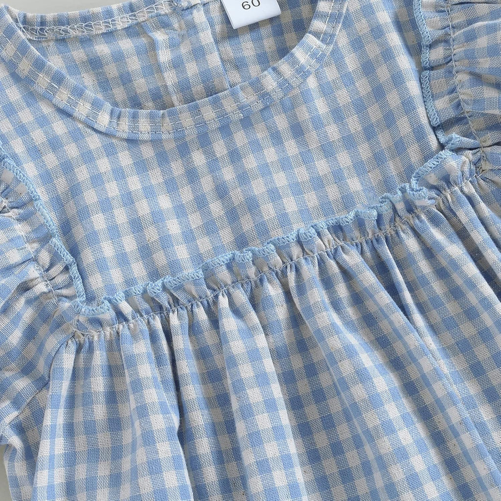 Douhoow Infant Baby Girl Plaid Romper Baby Sweatshirt Romper Ruffle Festival Clothes Fall Winter Outfits with Headband