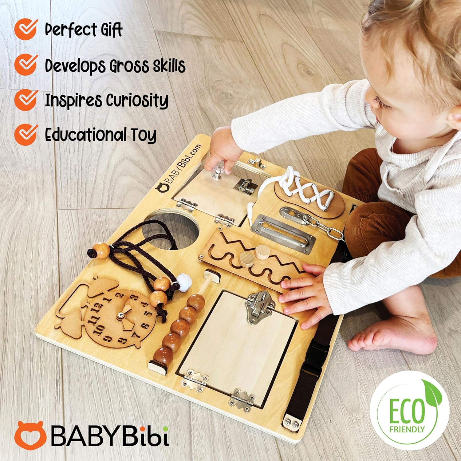 10-in-1 Montessori Busy Board for Toddlers - Safe, Durable Sensory Activity Board with Locks, Shoelaces & More - Perfect Educational Toy Built for Growth & Travel - Recommended for Ages 3 Years & Up