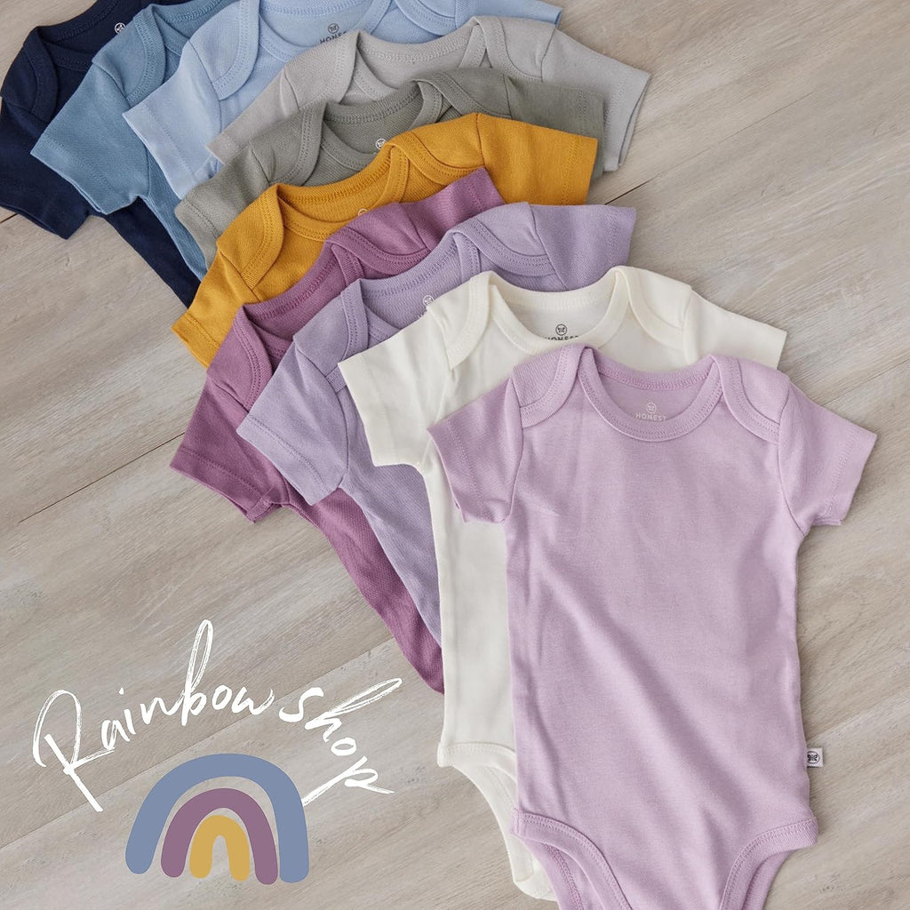 HonestBaby unisex-baby 10-pack Short Sleeve Bodysuits One-piece 100% Organic Cotton for Infant Baby Boys, Girls