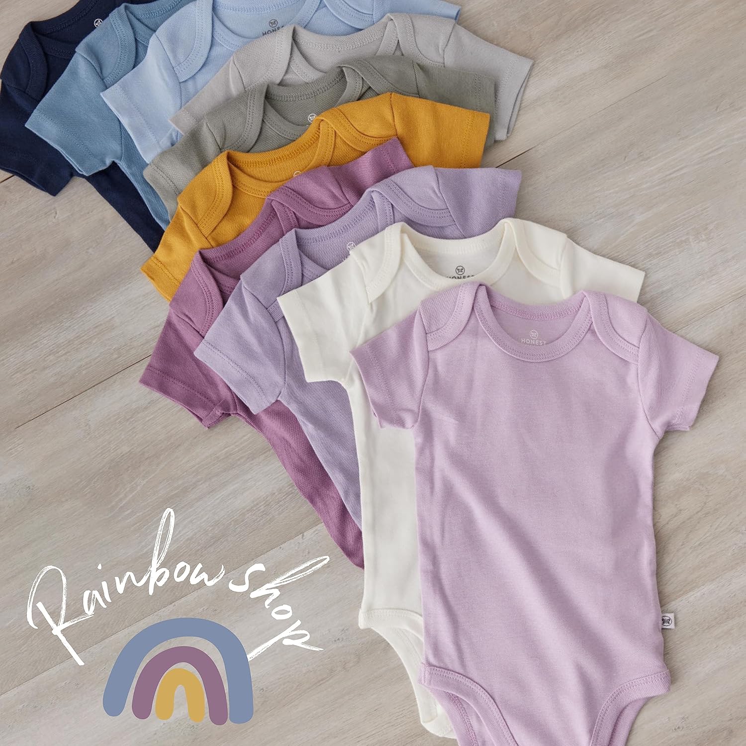 HonestBaby unisex-baby 10-pack Short Sleeve Bodysuits One-piece 100% Organic Cotton for Infant Baby Boys, Girls
