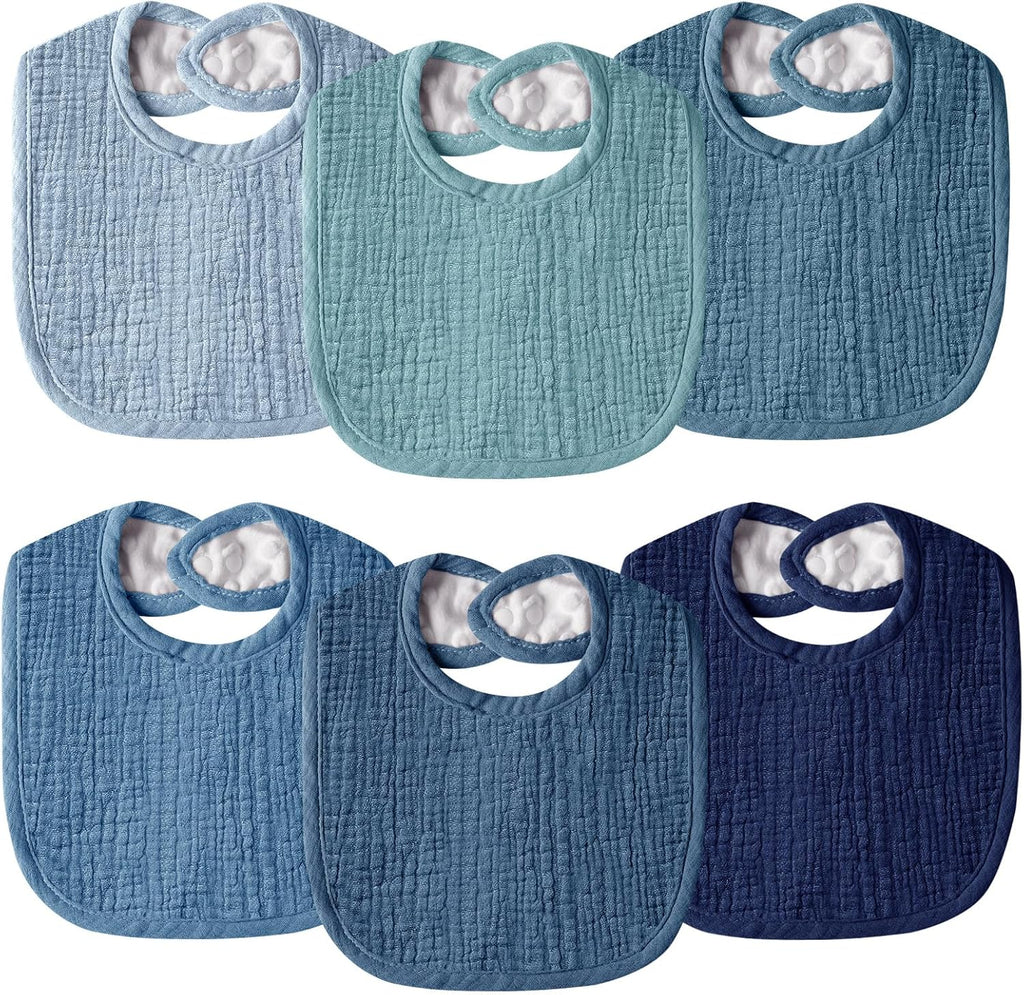 Muslin Baby Bibs for Unisex Boys Girls, Cotton Drool Bibs, Adjustable Newborn Bibs for Drooling and Teething