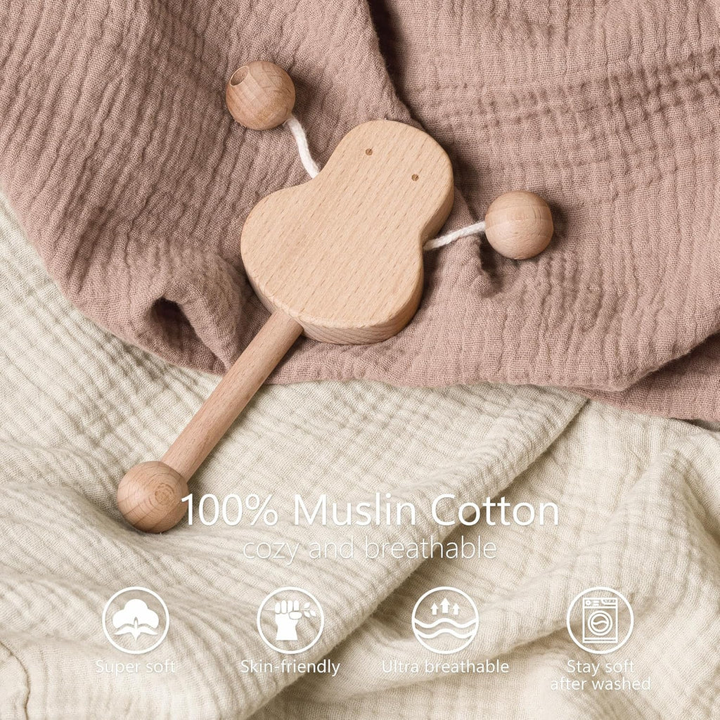 Bearmoss Changing Pad Cover, 2 Pack Muslin [100% Cotton] Diaper Changing Table Covers, 32'' x 16'' Soft Breathable Changing Pad Sheets for Unisex Baby Girls and Boys with Strap Holes (Peanut)