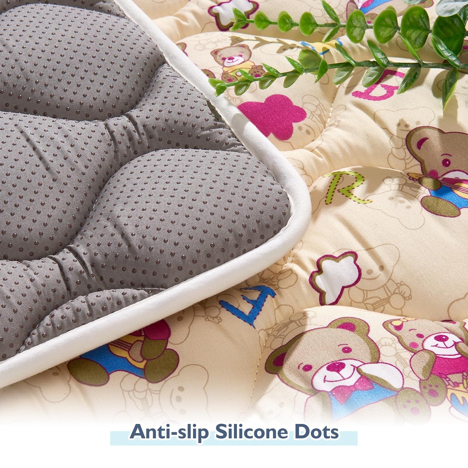 Vibe Bear High-Density Foam Baby Play Mat, 36x36 Inches Thicken One-Piece Comfortable and Soft Baby Playmat, Non Slip Washable Floor Mat for Infants, Toddlers