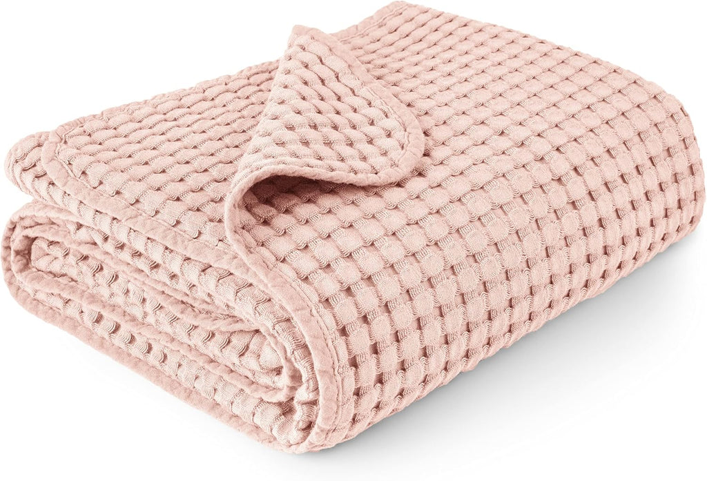 Konssy Waffle Baby Blanket - Soft & Cozy Nursery Swaddle Blanket, Lightweight Toddler Throw for Boys & Girls, Ideal for Wrapping(Pink)