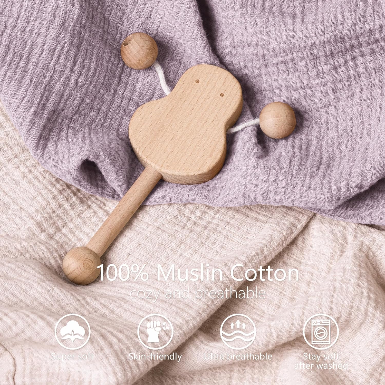 Bearmoss Changing Pad Cover, 2 Pack Muslin [100% Cotton] Diaper Changing Table Covers, 32'' x 16'' Soft Breathable Changing Pad Sheets for Unisex Baby Girls and Boys with Strap Holes (Candy Floss)