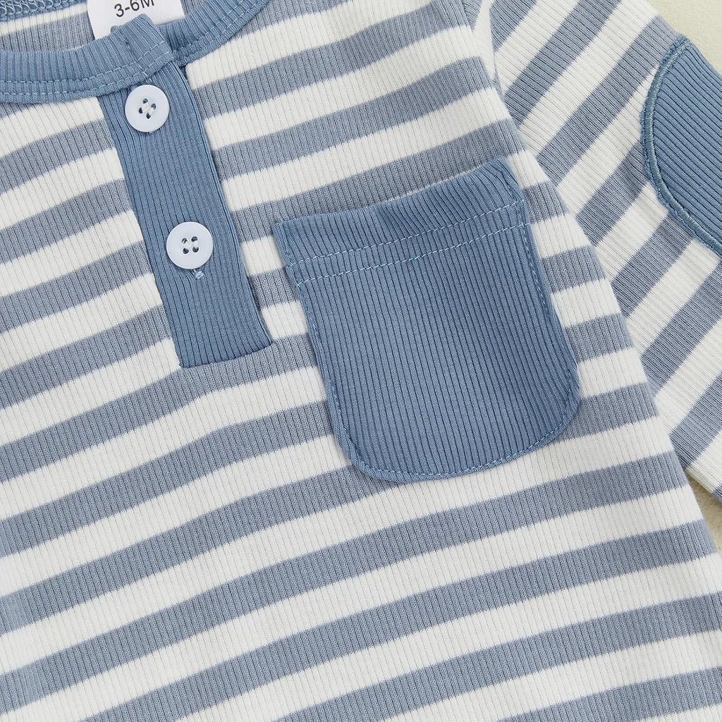 fhutpw Baby Boy Clothes 3 6 12 18 Months Ribbed Knitted Long Sleeve Romper and Pants Sets Newborn Fall Splicing Color Outfits