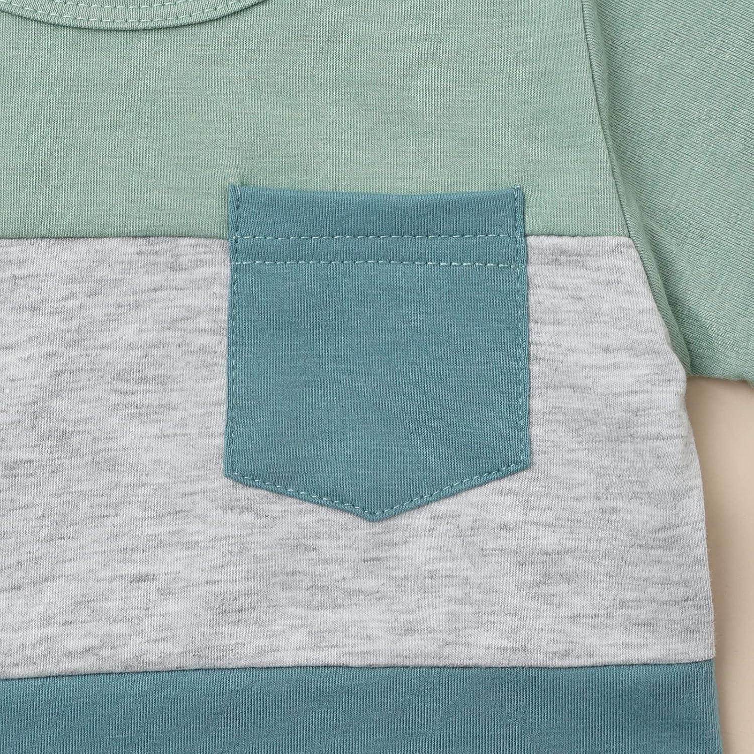 Baby Boy Clothes Toddler Boy Summer Outfits Short Sleeve Patchwork Top T-shirt & Pocket Pant Set 2 Piece 12 Months-4T