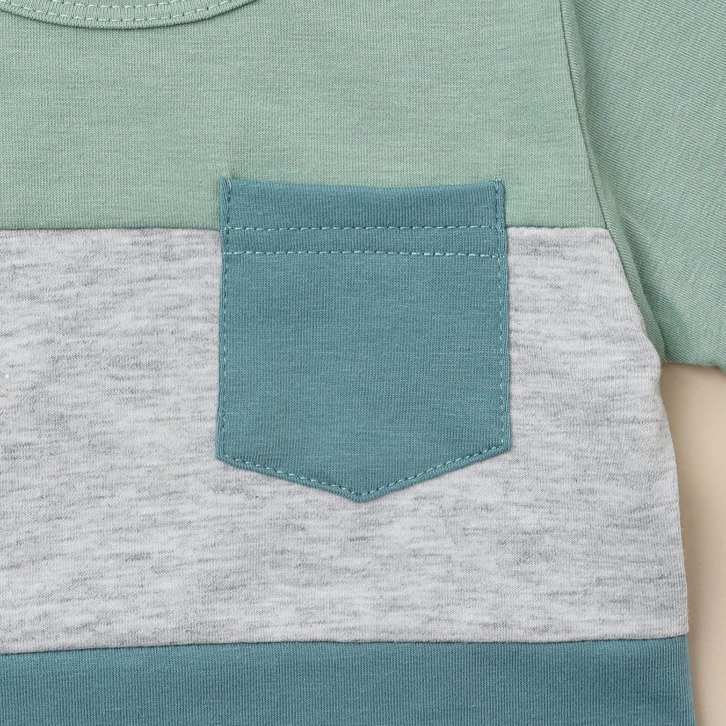 Baby Boy Clothes Toddler Boy Summer Outfits Short Sleeve Patchwork Top T-shirt & Pocket Pant Set 2 Piece 12 Months-4T