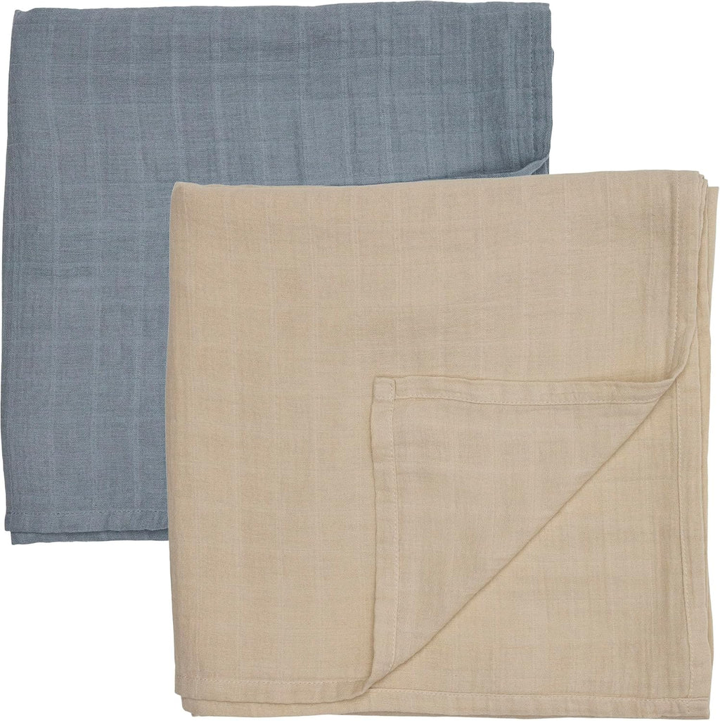 Swaddle - 100% Organic Cotton - Muslin Swaddle Blankets for Newborn, 47" x 47" 2-Pack (Fog/Tradewinds)