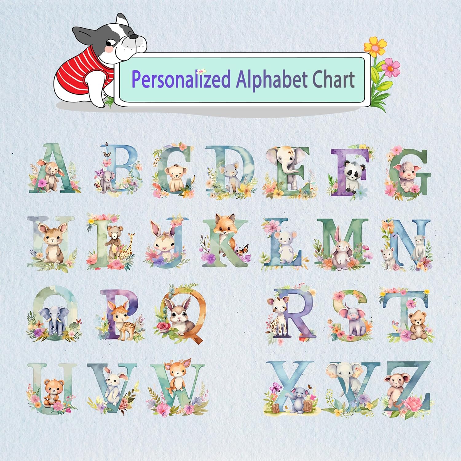 Personalized Baby Blanket with Name, Custom Cute Animal Alphabet Name Blankets Toddler Girls Soft Flannne Receiving Blankets Customized Monogram Memorial Gift from Nana for Infant Newborn Shower