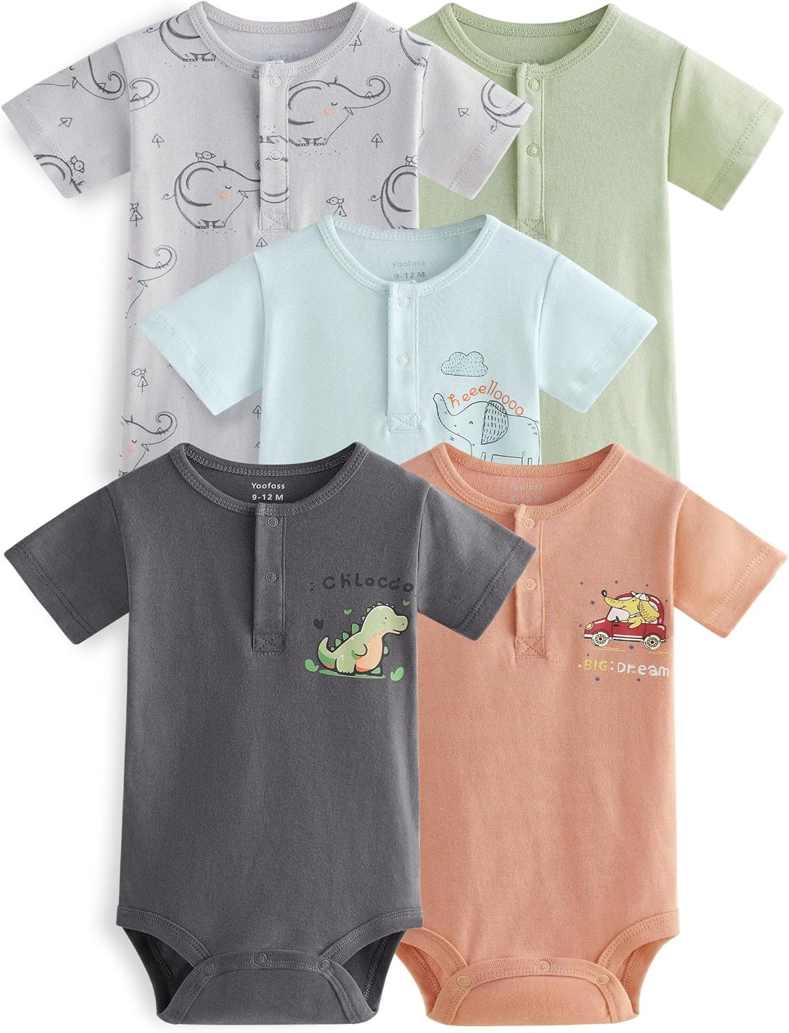 Yoofoss Baby Bodysuits 100% Organic Cotton Short Sleeve Infant Romper for Boy and Girl Baby Clothes, Soft Breathable