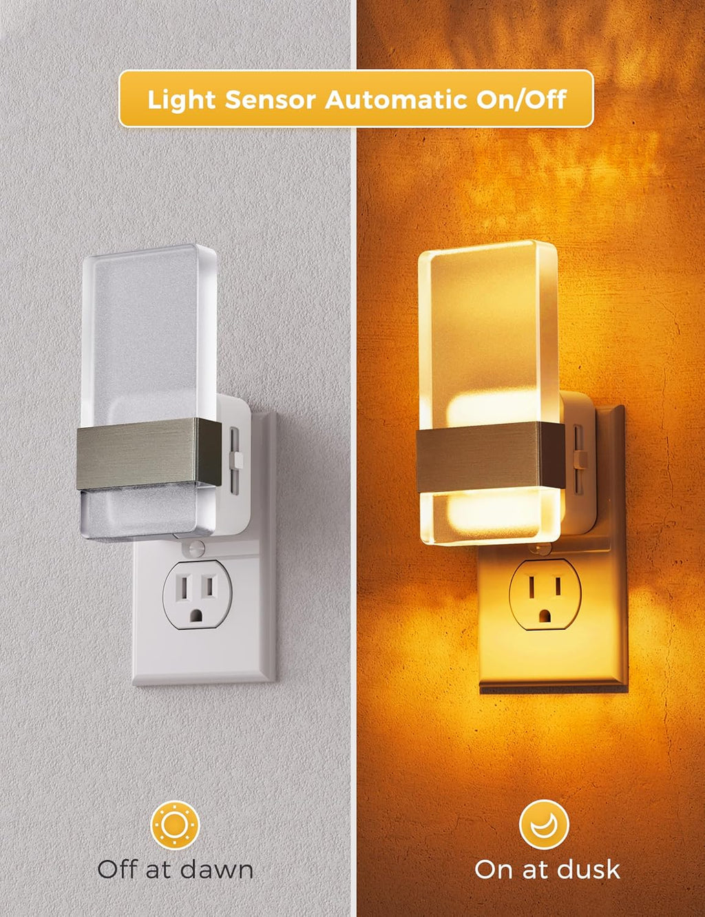 L LOHAS LED Night Light, Amber Night Lights Plug Into Wall, Dusk-to-Dawn Sensor Decorative Night Light, 0-100LM Dimmable Nightlights, Wall Sconce-Style Acrylic Nitelight for Bathroom, Hallway,Gift
