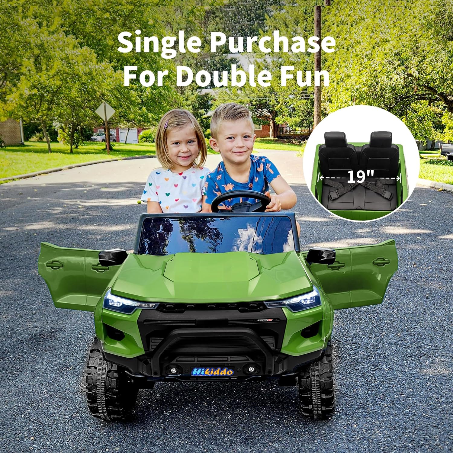 24V 10Ah Ride on Toy for Big Kids, 4WD 2 Seater Electric SUV Kids Car to Drive w/Remote Control, 4x200W Motors - Army Green