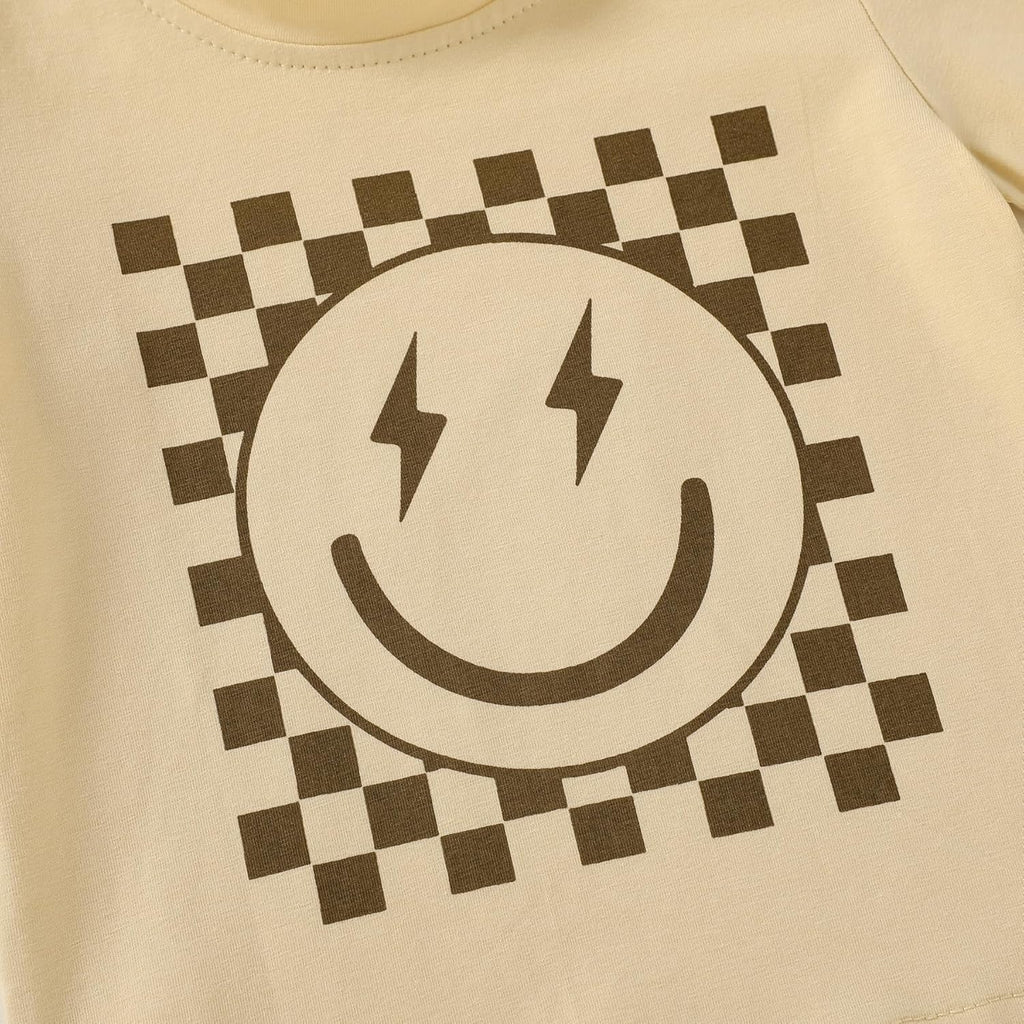 Happy Town Toddler Clothes Baby Boy Girl Smiley Face Shirt Short Sleeve T-Shirt Tee Summer Tops Outfits