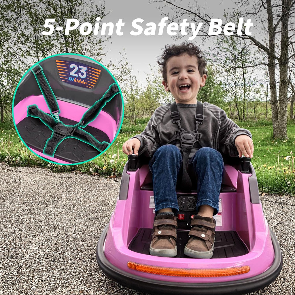 Baby Bumper Car, 6V Electric Kids Bumper Car for Toddlers with Remote Control, Bluetooth - Baby Pink