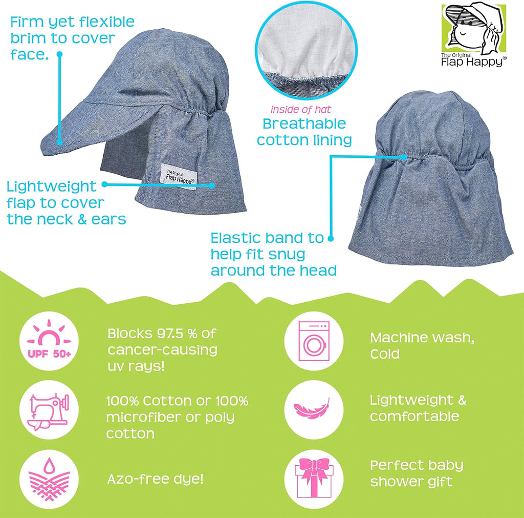 Baby Sun Hat | Toddler Hat with Flap to Protect Kids from Sunburn| UPF 50+ Highest Certified UV Sun Protection | Navy, Medium