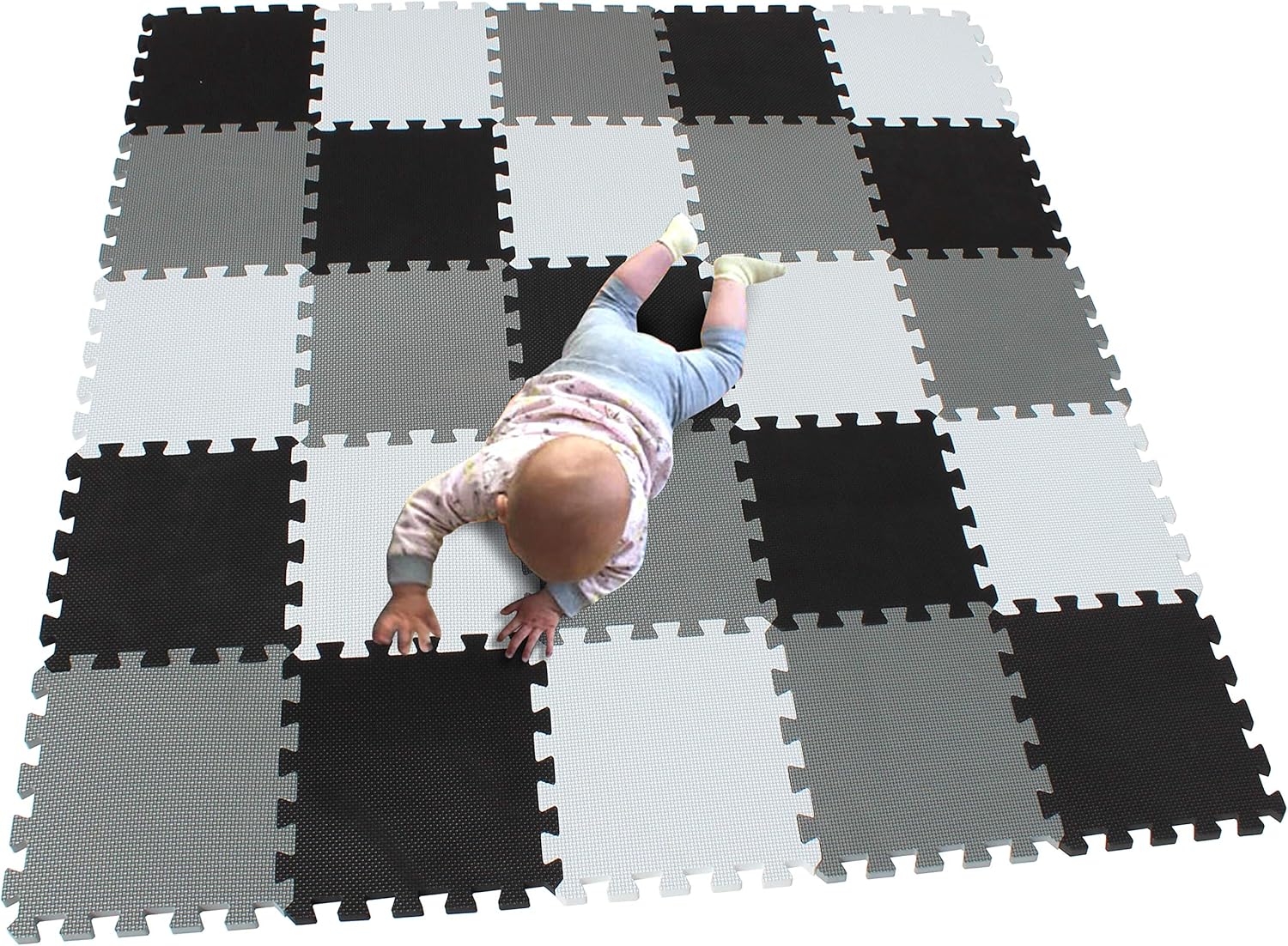MQIAOHAM® 25 Pieces Puzzle Play Mats, Soft Baby Play Mat, Kids Interlocking Foam Floor Tiles, Toddlers Carpet Playmats G301025-101104112