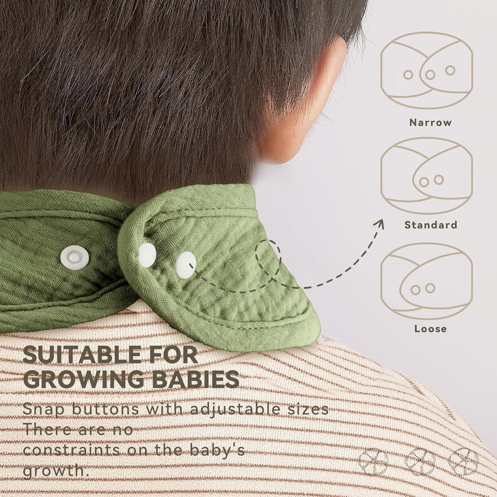 Muslin Baby Bibs for Unisex Boys Girls, Cotton Drool Bibs, Adjustable Newborn Bibs for Drooling and Teething