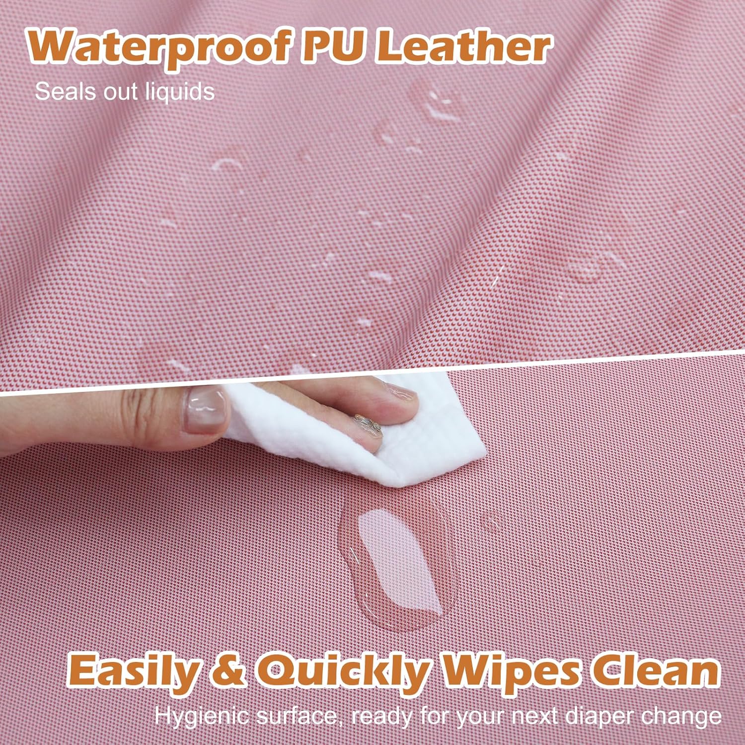 Vegan Leather Baby Changing Pad, Waterproof & Wipeable Soft Diaper Changing Mat 32“ x 16.6" Comfortable Infant Changing Station for Dresser & Table