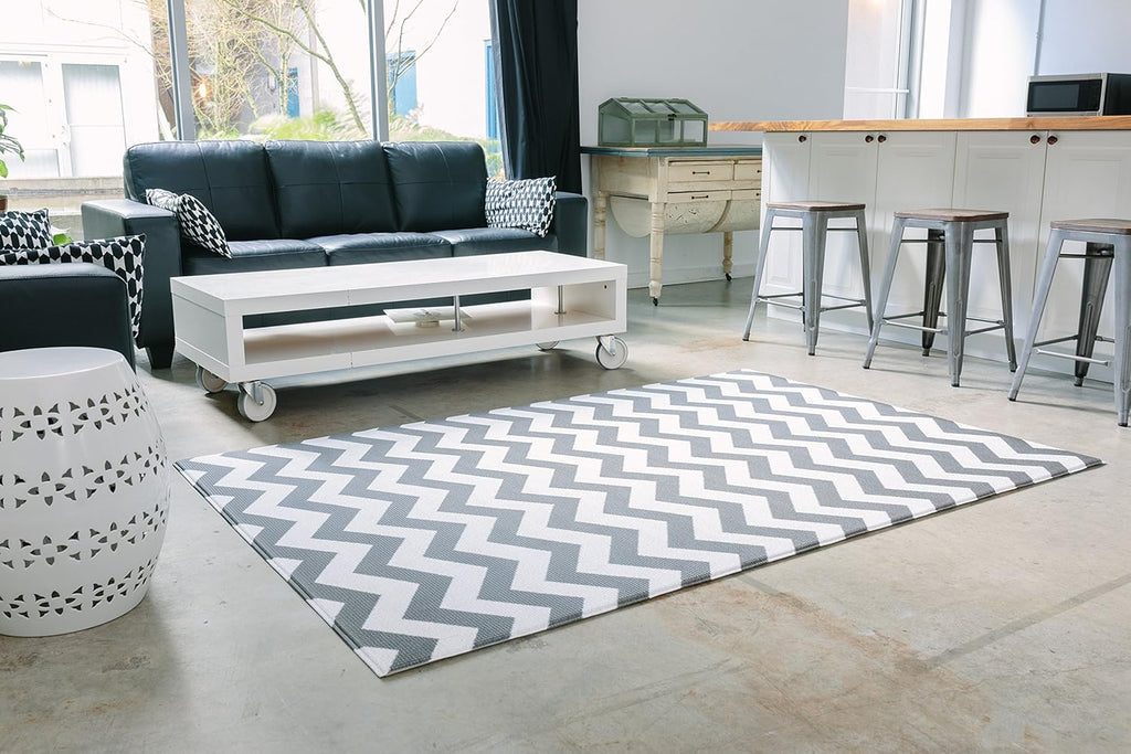 Baby Care Play Mat (Large, Zig Zag - Black) 82'' x 55'' Original One-Piece Reversible Rollable Waterproof Play Mat for Infants, Babies, Toddler, and Kids