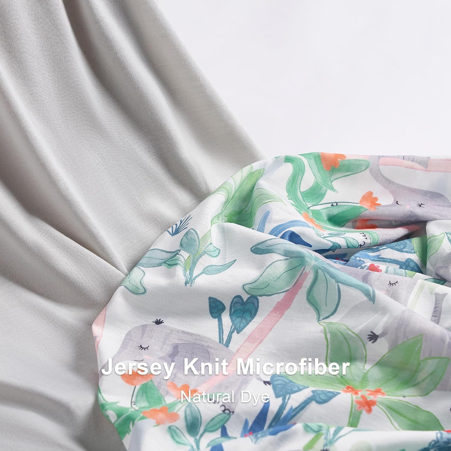 TILLYOU Baby Changing Pad Cover, Changing Table Cover for Girls Boys, Ultra Soft Breathable, 2 Pack Rainforest Elephant & Grey