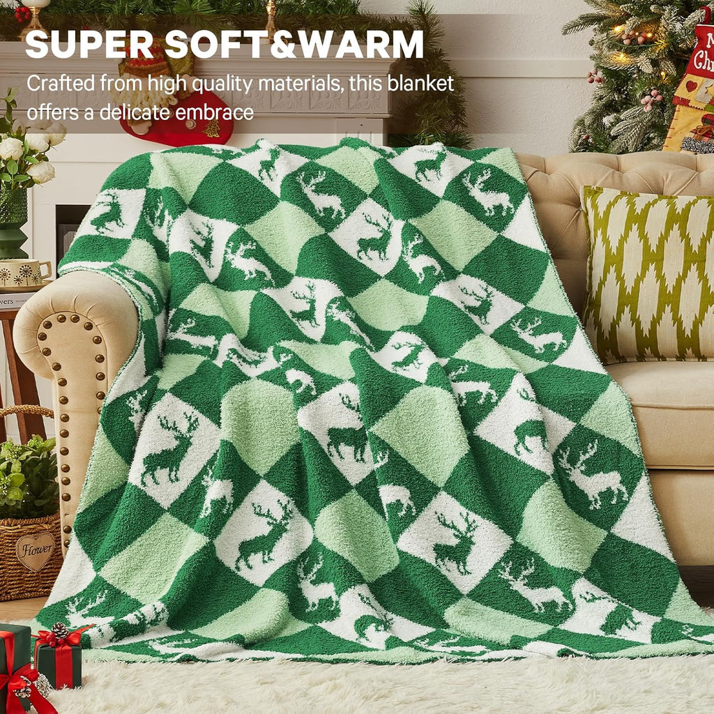 CYMULA Christmas Knit Throw Blanket - Super Soft Cozy Fuzzy Blankets for Couch, Sofa & Bed, Holiday Throw Blanket，60"x80"