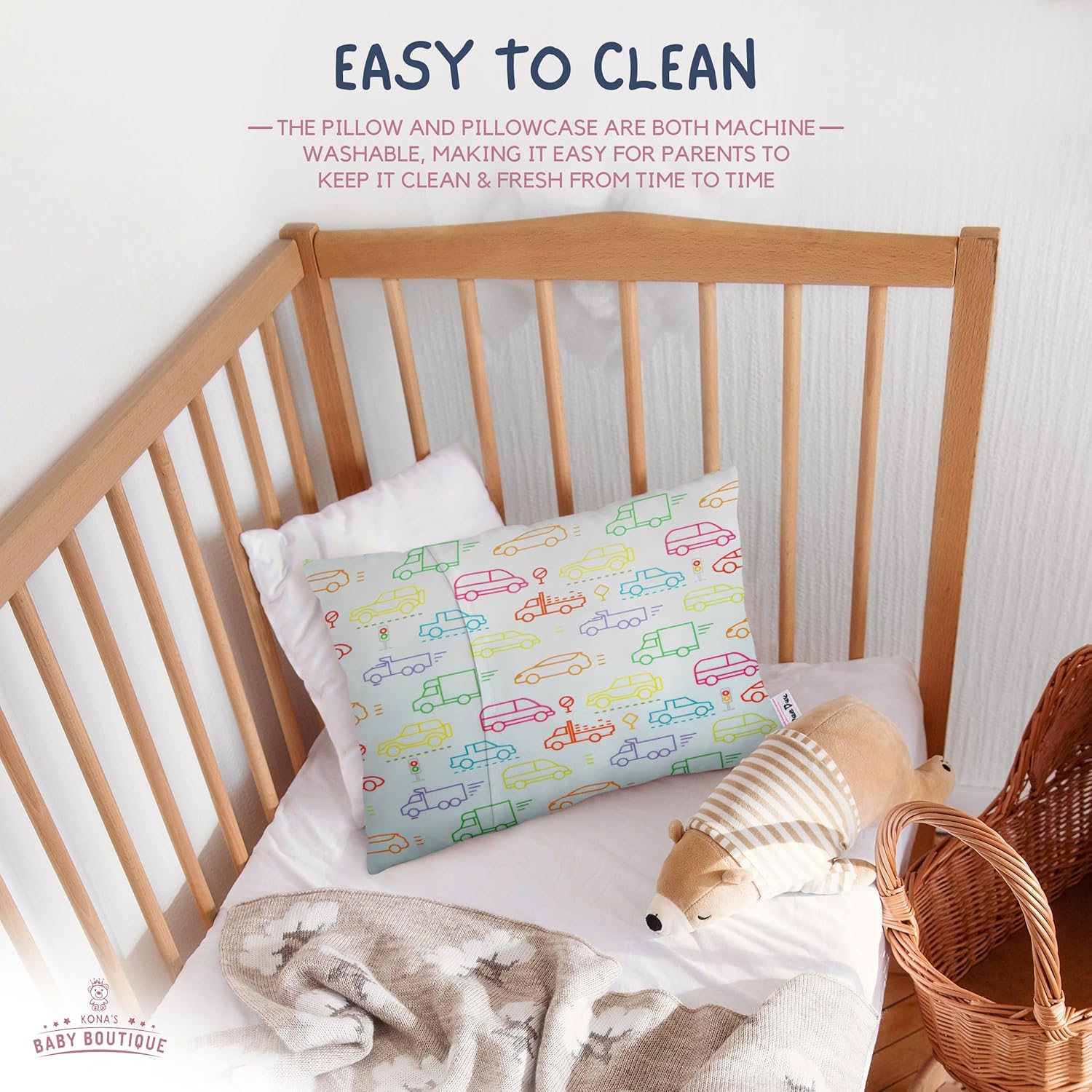 Kona's Perfect Toddler Pillow - Softest Pillowcase, 13 x 18 inch, Ages 2-3