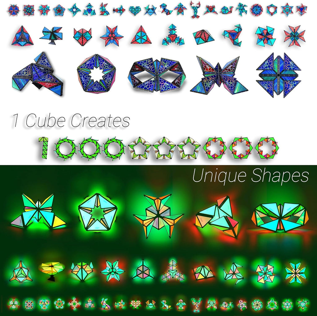 TOSY Magnet Pyramid Glow - 1 Cube Transforms into 1 Billion Shapes, 12 Pieces, 243 Rare Earth Magnets, Glowing, Holographic Design Magnet Tiles Creative Puzzle STEM/STEAM Toy