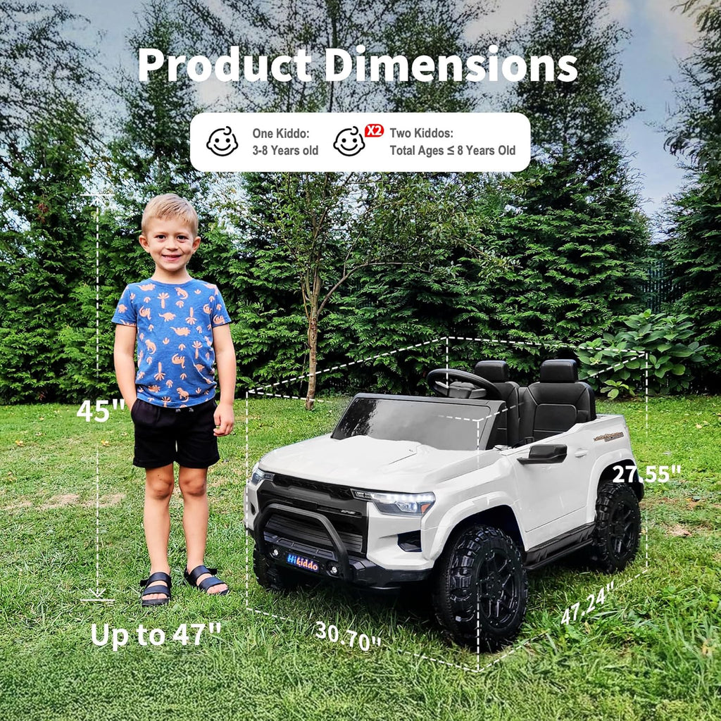 24V 10Ah Ride on Toy for Big Kids, 4WD 2 Seater Electric SUV Kids Car to Drive w/Remote Control, 4x200W Motors - White