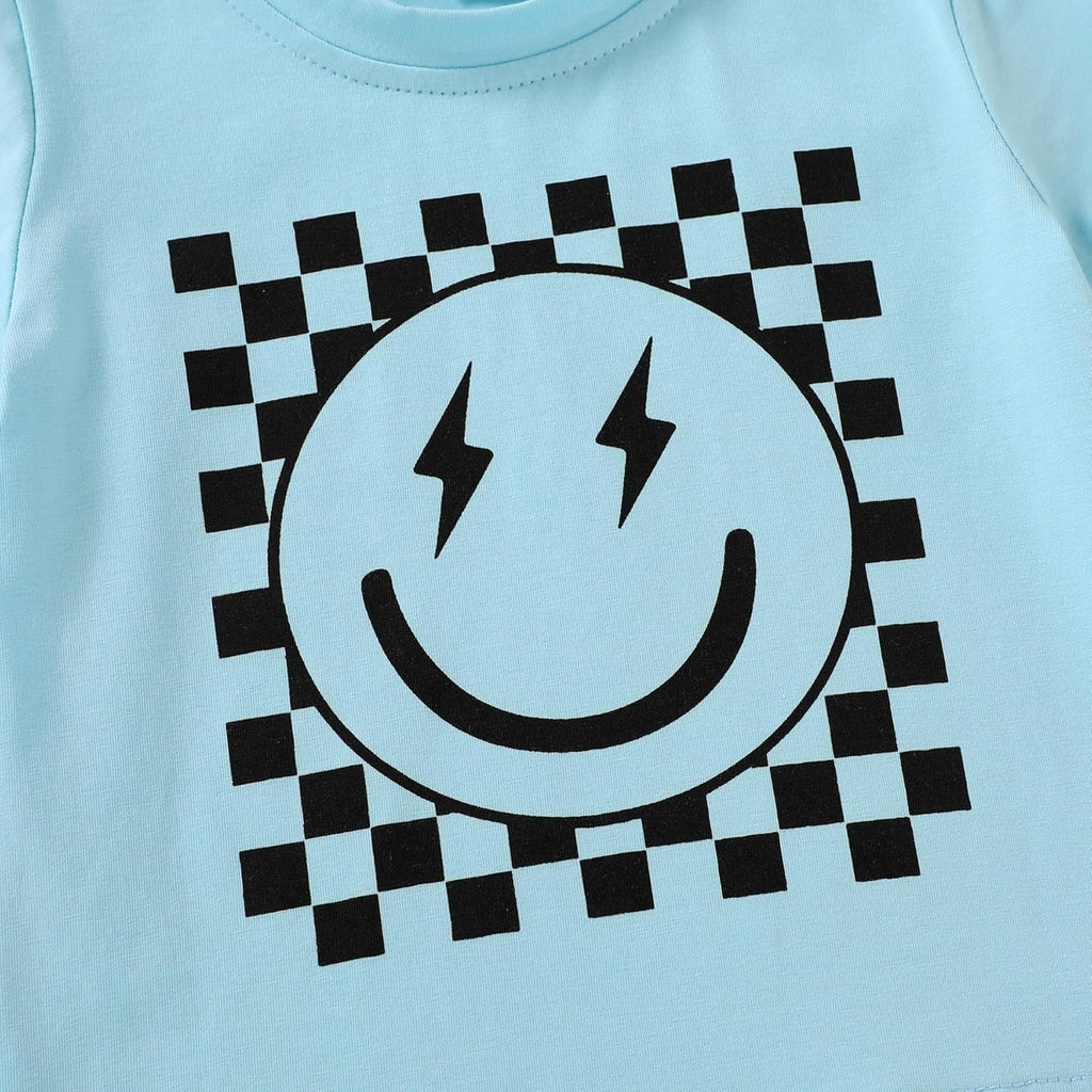 Happy Town Toddler Clothes Baby Boy Girl Smiley Face Shirt Short Sleeve T-Shirt Tee Summer Tops Outfits