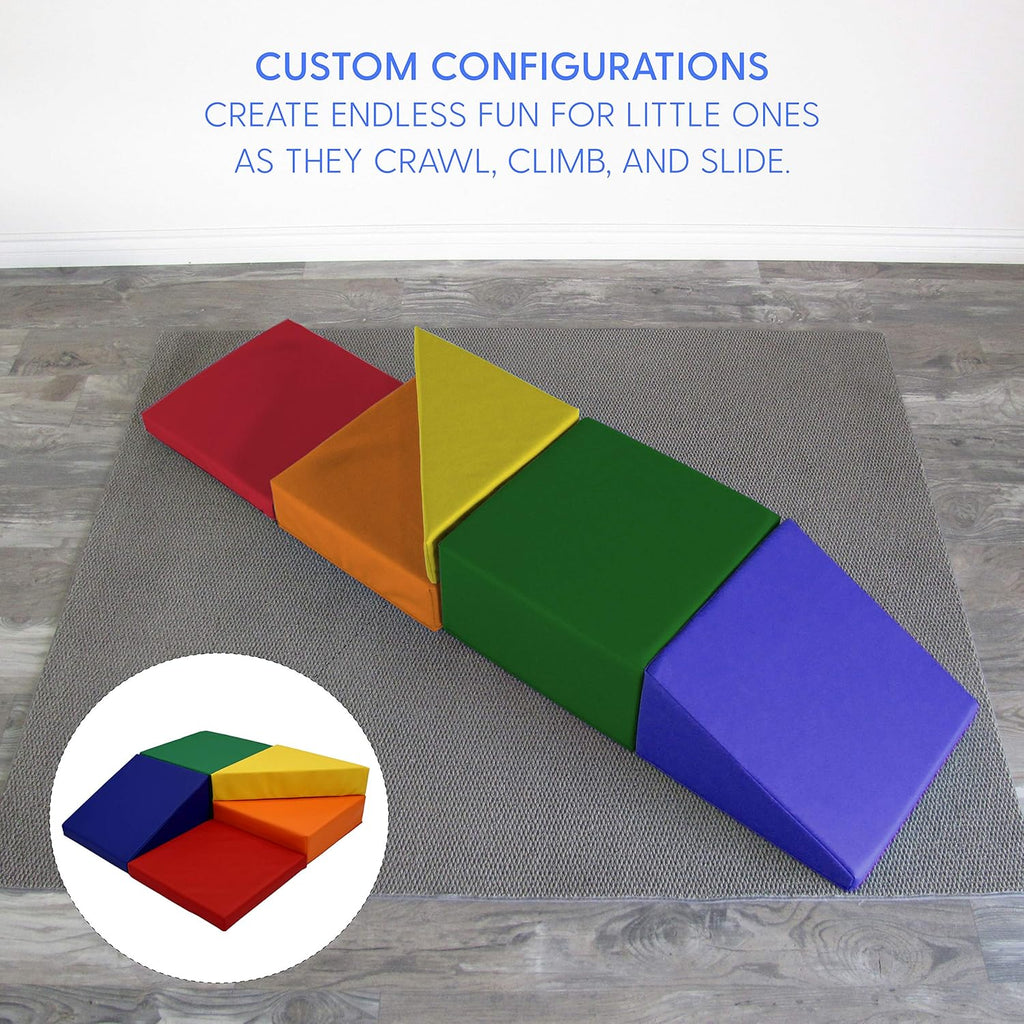 Factory Direct Partners 12366-AS SoftScape Playtime Corkscrew Climber for Infants and Toddlers, Colorful Beginner Soft Foam Structure for Indoor Active Play (5-Piece Set) - Assorted