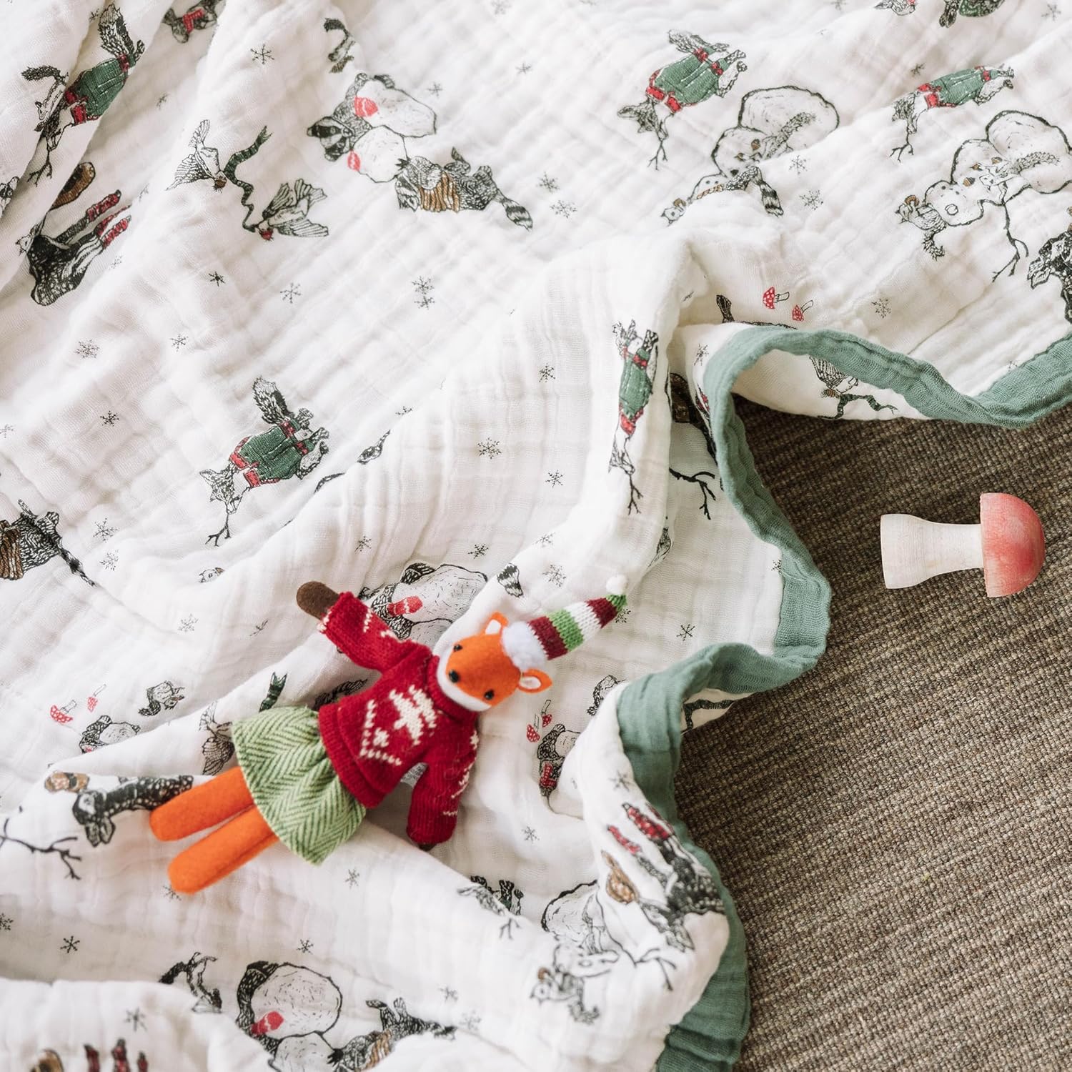 Little Unicorn Premium Quilted Throw | Super Soft, Multi-Layered Muslin XL Blanket| Great for Kids & Families (Snow Day)